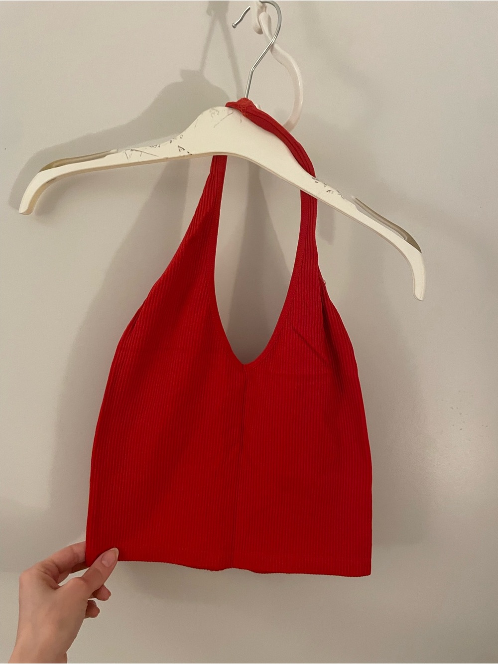 Red & Black Ribbed Halter Crop Top- Urban Outfitters